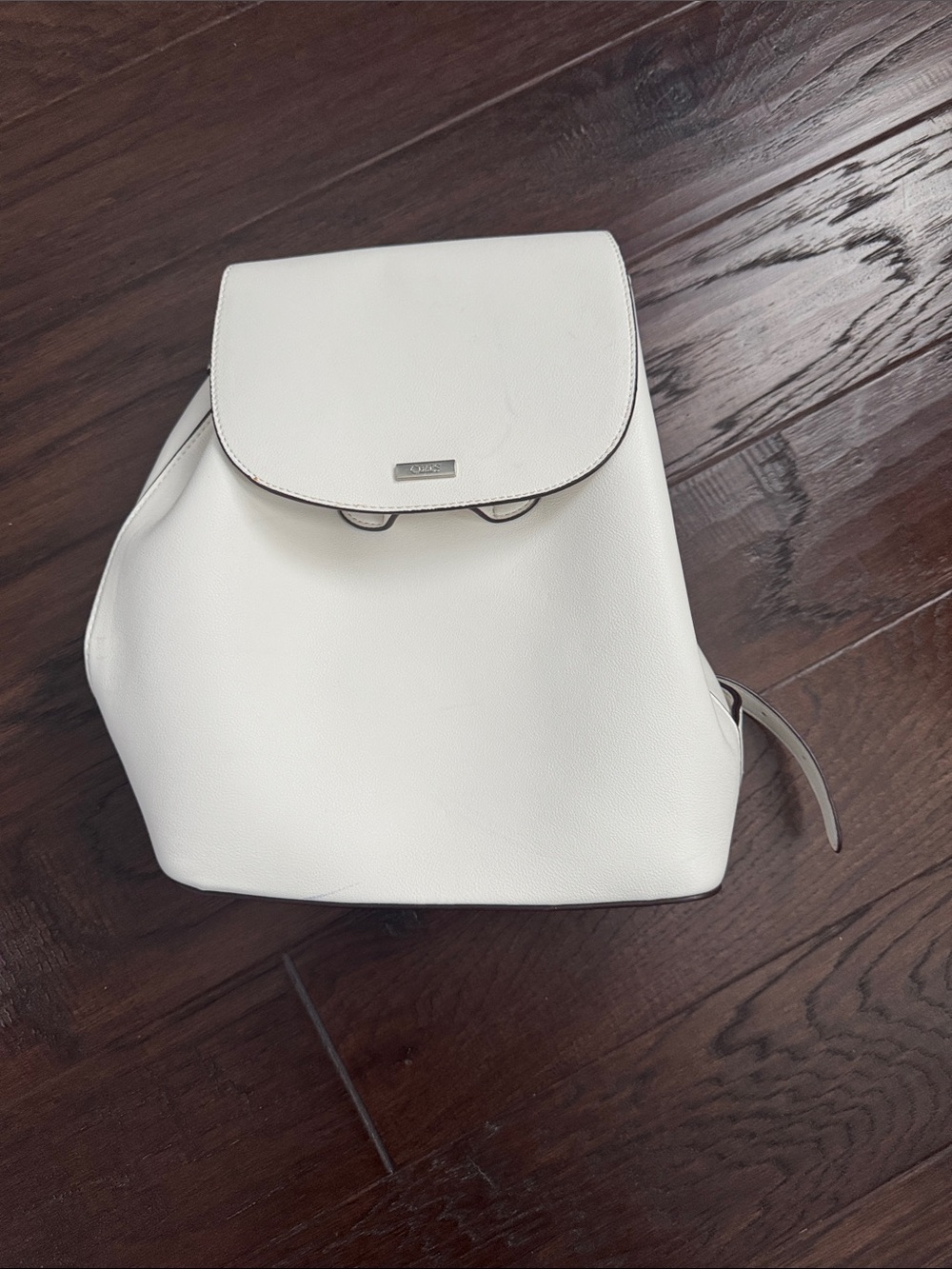 Chaps White Structured faux Leather Backpack - Picture 1 of 7